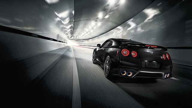 2023 Nissan GT-R seen from behind driving through a tunnel | Horace Nissan in Farmington NM